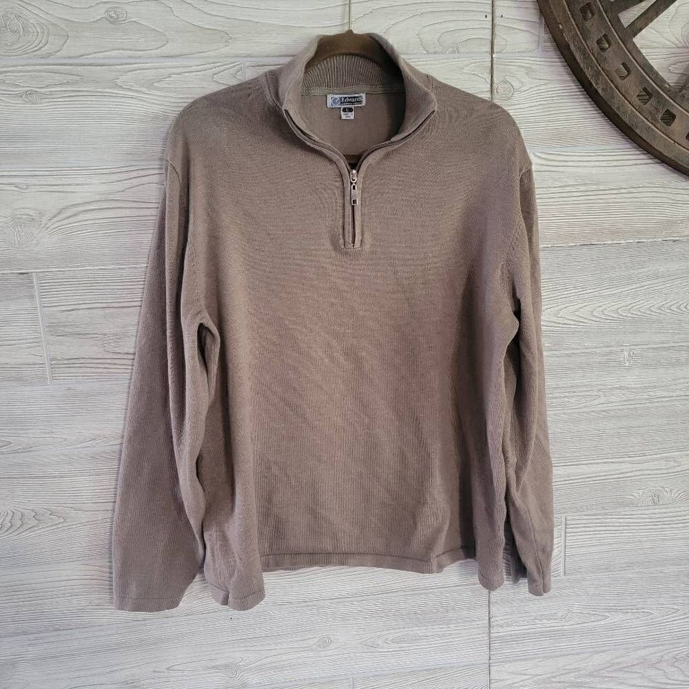 Edwards Andrew Rohan Quarter Zip Sweater Mens SZ L Beige